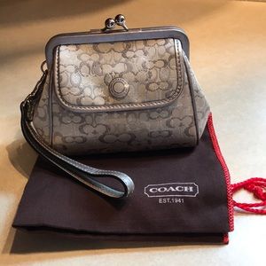 Coach Signature Kiss Lock Wristlet